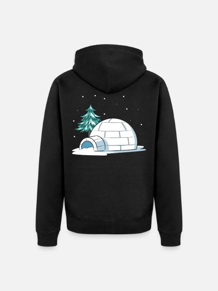 Igloo Illustration - Unisex Premium Organic Zip Hoodie - black
