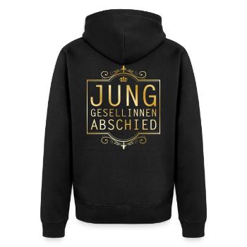 junggesellinnen abschied gold - Unisex Premium Bio Zip Hoodie - Schwarz - Hinten - Nico (187cm)