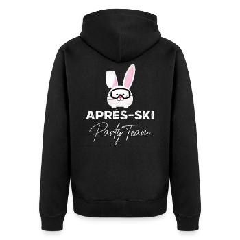 apres ski party team hase - Unisex Premium Bio Zip Hoodie - Schwarz - Hinten - Nico (187cm)