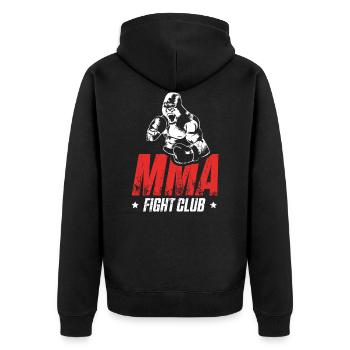 Gorilla MMA Kampfsport - Unisex Premium Bio Zip Hoodie - Schwarz - Hinten - Nico (187cm)