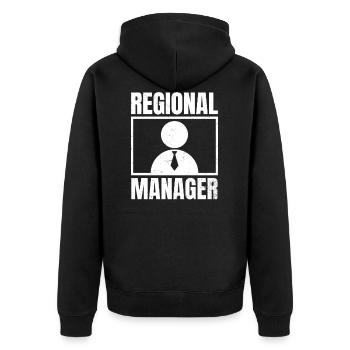 Regional Manager Funny Sillhouette Gift - Unisex Premium Organic Zip Hoodie - black - Back - Nico (187cm)