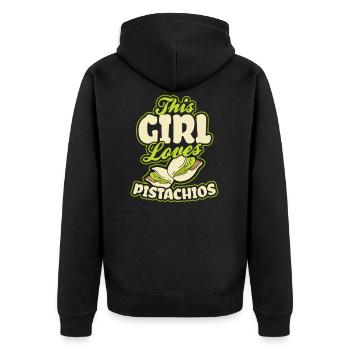 Pistazie Dieses Mädchen Liebt Geschenk - Unisex Premium Bio Zip Hoodie - Schwarz - Hinten - Nico (187cm)