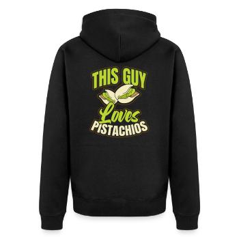 Pistazie Dieser Kerl liebt Geschenk - Unisex Premium Bio Zip Hoodie - Schwarz - Hinten - Nico (187cm)