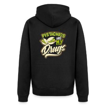 Pistazien Pistazien sind meine Drogen Geschenk - Unisex Premium Bio Zip Hoodie - Schwarz - Hinten - Nico (187cm)