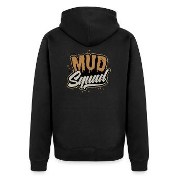 Schlamm laufen Mud Squad Team Outfit Geschenk - Unisex Premium Bio Zip Hoodie - Schwarz - Hinten - Nico (187cm)