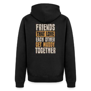 Mud Run Friends Get Muddy Together Geschenk - Unisex Premium Bio Zip Hoodie - Schwarz - Hinten - Nico (187cm)