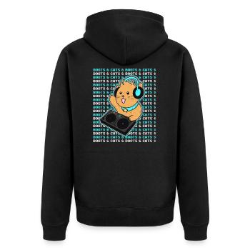 Chat DJ bottes et chats cadeau - Veste à capuche bio Premium Unisexe - noir - Dos - Nico (187cm)