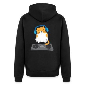 Cat DJ Cat Platines Cadeau - Veste à capuche bio Premium Unisexe - noir - Dos - Nico (187cm)