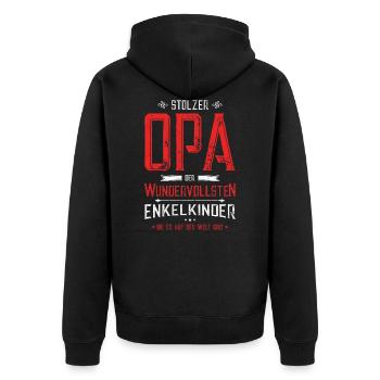 Stolzer Opa Enkelkinder - Unisex Premium Bio Zip Hoodie - Schwarz - Hinten - Nico (187cm)