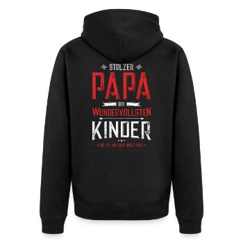 Stolzer Papa der Wundervollsten Kinder - Unisex Premium Bio Zip Hoodie - Schwarz - Hinten - Nico (187cm)