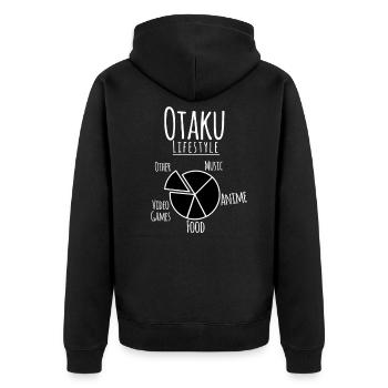 Anime - Unisex Premium Bio Zip Hoodie - Schwarz - Hinten - Nico (187cm)