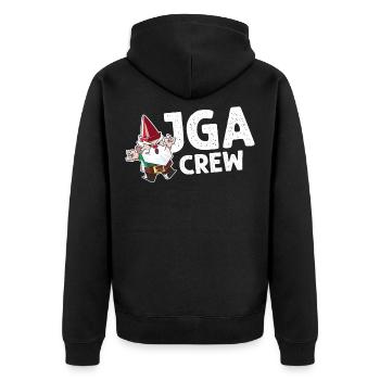 jga crew gartenzwerg - Unisex Premium Bio Zip Hoodie - Schwarz - Hinten - Nico (187cm)