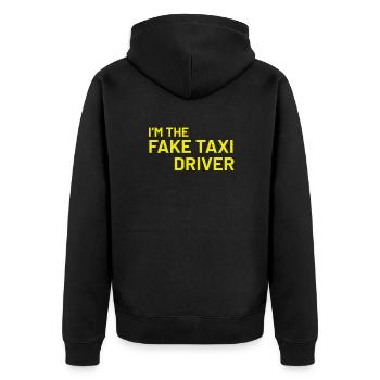 Lustig Nackt - Unisex Premium Bio Zip Hoodie - Schwarz - Hinten - Nico (187cm)