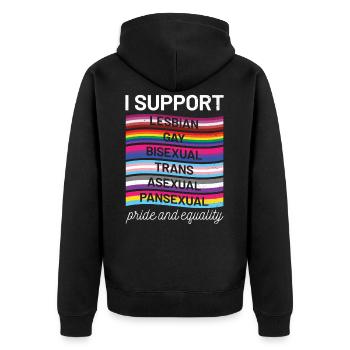 Pride And Equality Support LGBT Love Bi Cloths - Unisex Premium Organic Zip Hoodie - black - Back - Nico (187cm)