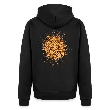 farbklecks animal print - Unisex Premium Bio Zip Hoodie - Schwarz - Hinten - Nico (187cm)