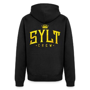 sylt crew gold - Unisex Premium Bio Zip Hoodie - Schwarz - Hinten - Nico (187cm)
