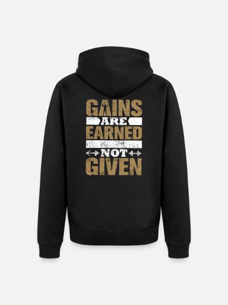 Gym Slogan Gain - Unisex Premium Organic Zip Hoodie - black
