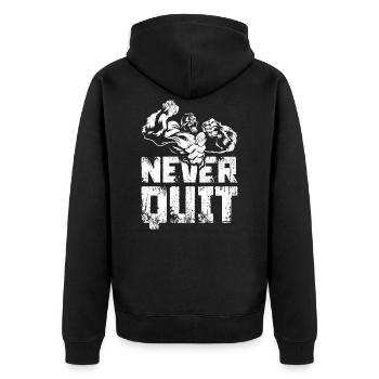 Gorilla motivation spruch - Unisex Premium Bio Zip Hoodie - Schwarz - Hinten - Nico (187cm)