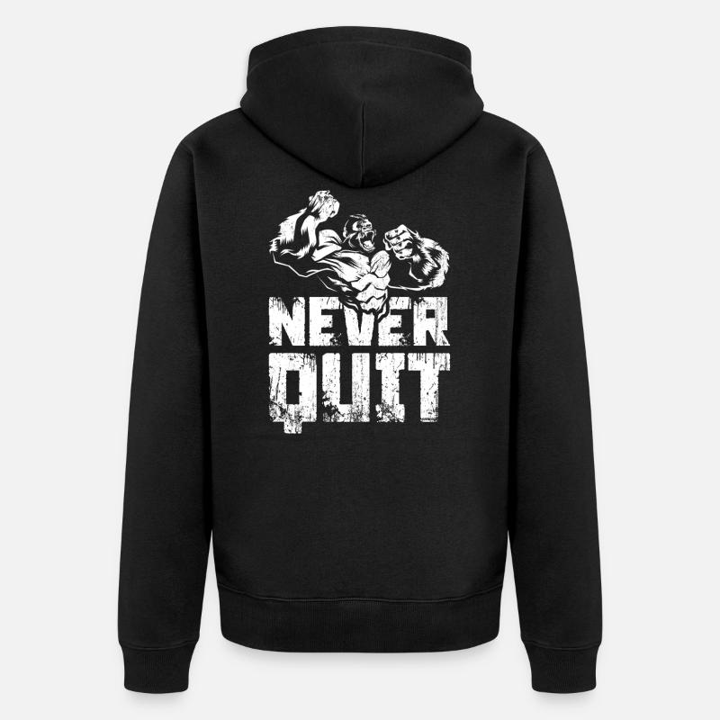 Gorilla motivation spruch - Unisex Premium Bio Zip Hoodie - Schwarz