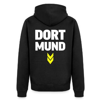 Dort Mund Lustig Spaß Karneval Fasching Versaut - Unisex Premium Bio Zip Hoodie - Schwarz - Hinten - Nico (187cm)