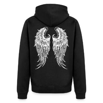 2reborn wings fluegel engel heaven himmel angel ch - Unisex Premium Bio Zip Hoodie - Schwarz - Hinten - Nico (187cm)