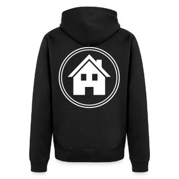 maison icône symbole cercle - Veste à capuche bio Premium Unisexe - noir - Dos - Nico (187cm)