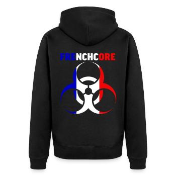Frenchcore Festival Merch Gabber - Veste à capuche bio Premium Unisexe - noir - Dos - Nico (187cm)