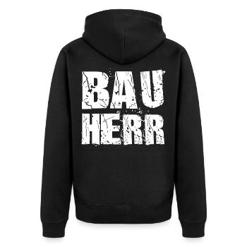Bauherr Hausbau - Unisex Premium Bio Zip Hoodie - Schwarz - Hinten - Nico (187cm)