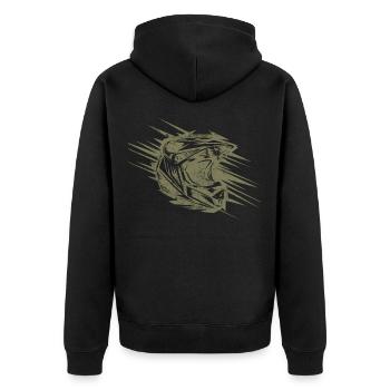 Motocross Helm - Unisex Premium Bio Zip Hoodie - Schwarz - Hinten - Nico (187cm)