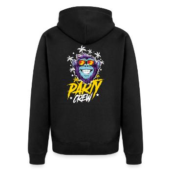 Affe Party Crew - Unisex Premium Bio Zip Hoodie - Schwarz - Hinten - Nico (187cm)