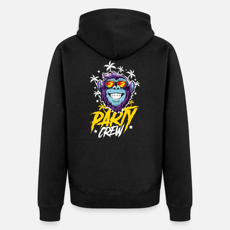 Affe Party Crew - Unisex Premium Bio Zip Hoodie - Schwarz