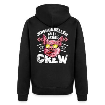 Junggesellenabschied crew schwein - Unisex Premium Bio Zip Hoodie - Schwarz - Hinten - Nico (187cm)