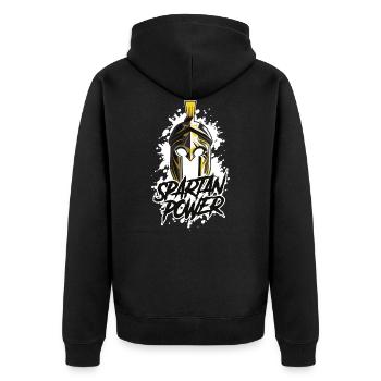 Spartaner helm power - Unisex Premium Bio Zip Hoodie - Schwarz - Hinten - Nico (187cm)