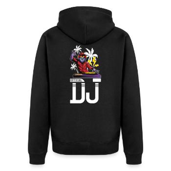 Affe DJ Party - Unisex Premium Bio Zip Hoodie - Schwarz - Hinten - Nico (187cm)