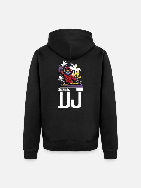 Monkey DJ party - Unisex Premium Organic Zip Hoodie - black