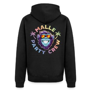 Malle party crew affe coloré - Veste à capuche bio Premium Unisexe - noir - Dos - Nico (187cm)