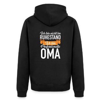 Professionelle Rentner Oma - Unisex Premium Bio Zip Hoodie - Schwarz - Hinten - Nico (187cm)