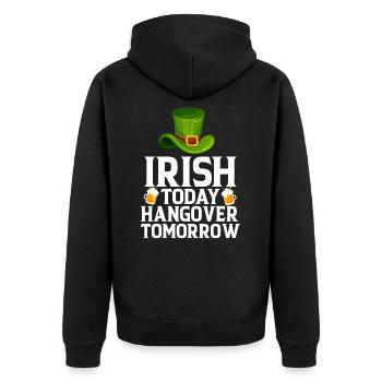 Irish Today Hangover Tomorrow - Unisex Premium Bio Zip Hoodie - Schwarz - Hinten - Nico (187cm)