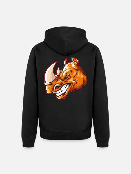 Rhinoceros head beast - Unisex Premium Organic Zip Hoodie - black