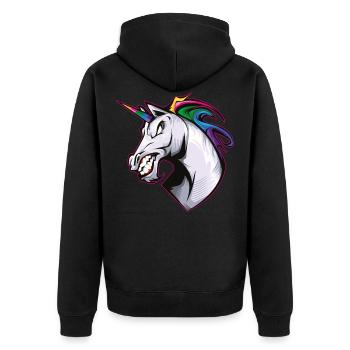 Unicorn Beast - Unisex Premium Organic Zip Hoodie - black - Back - Nico (187cm)