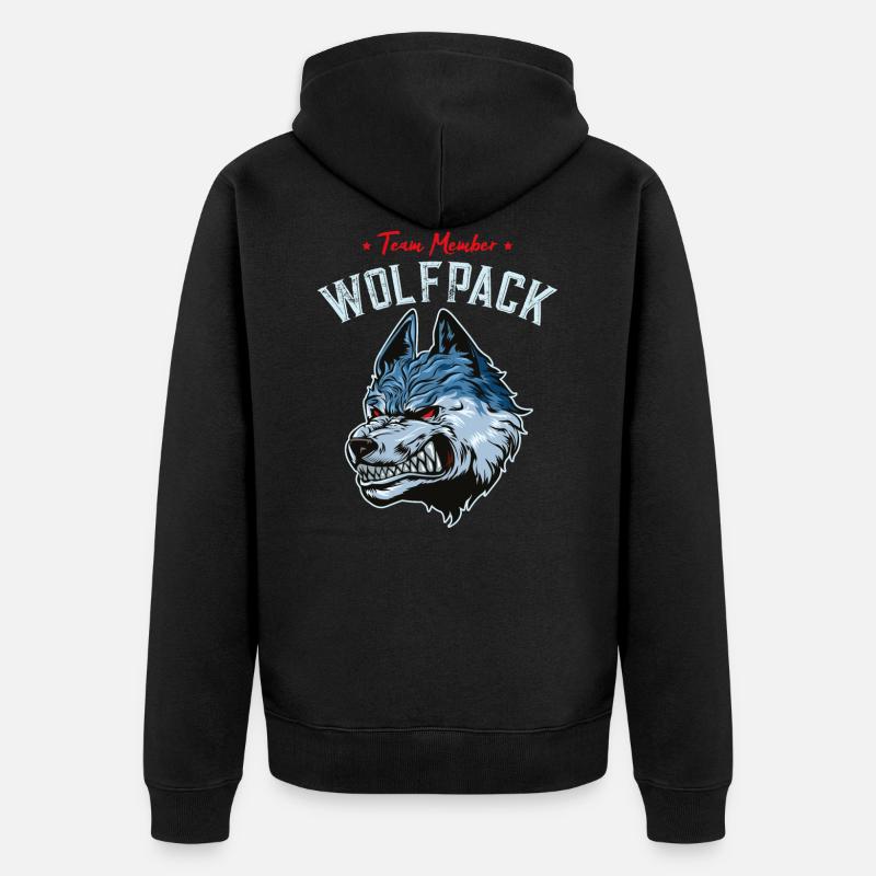 wolf wolfpack team - Unisex Premium Bio Zip Hoodie - Schwarz