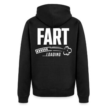 Furz loading - Unisex Premium Bio Zip Hoodie - Schwarz - Hinten - Nico (187cm)