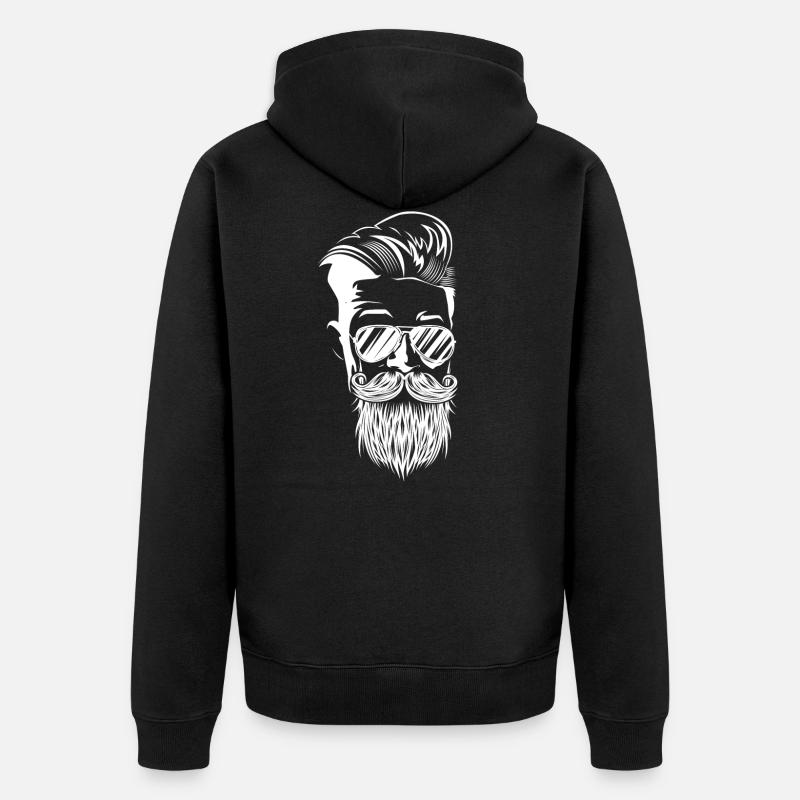 hipster bart vollbart kopf - Unisex Premium Bio Zip Hoodie - Schwarz