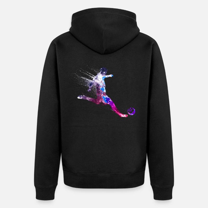 Attaquant, buteur, footballeur, défenseur - Veste à capuche bio Premium Unisexe - noir