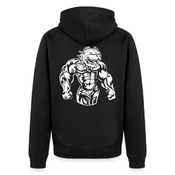Bulldog muscles power - Veste à capuche bio Premium Unisexe - noir - Dos - Nico (187cm)
