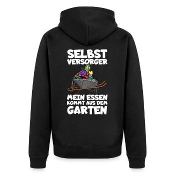Garten - Unisex Premium Bio Zip Hoodie - Schwarz - Hinten - Nico (187cm)