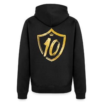 10 number year gold - Unisex Premium Organic Zip Hoodie - black - Back - Nico (187cm)