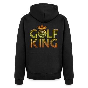 Golf King Spruch Krone - Unisex Premium Bio Zip Hoodie - Schwarz - Hinten - Nico (187cm)