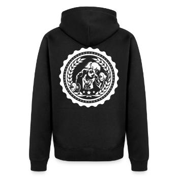 logo de musculation femme fitness - Veste à capuche bio Premium Unisexe - noir - Dos - Nico (187cm)