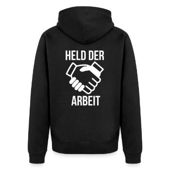 Ossi - Unisex Premium Bio Zip Hoodie - Schwarz - Hinten - Nico (187cm)